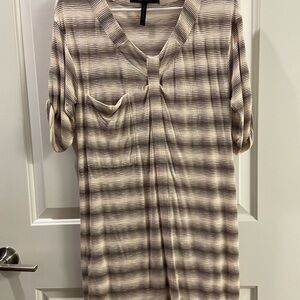Striped Beige and Gray Women's Top